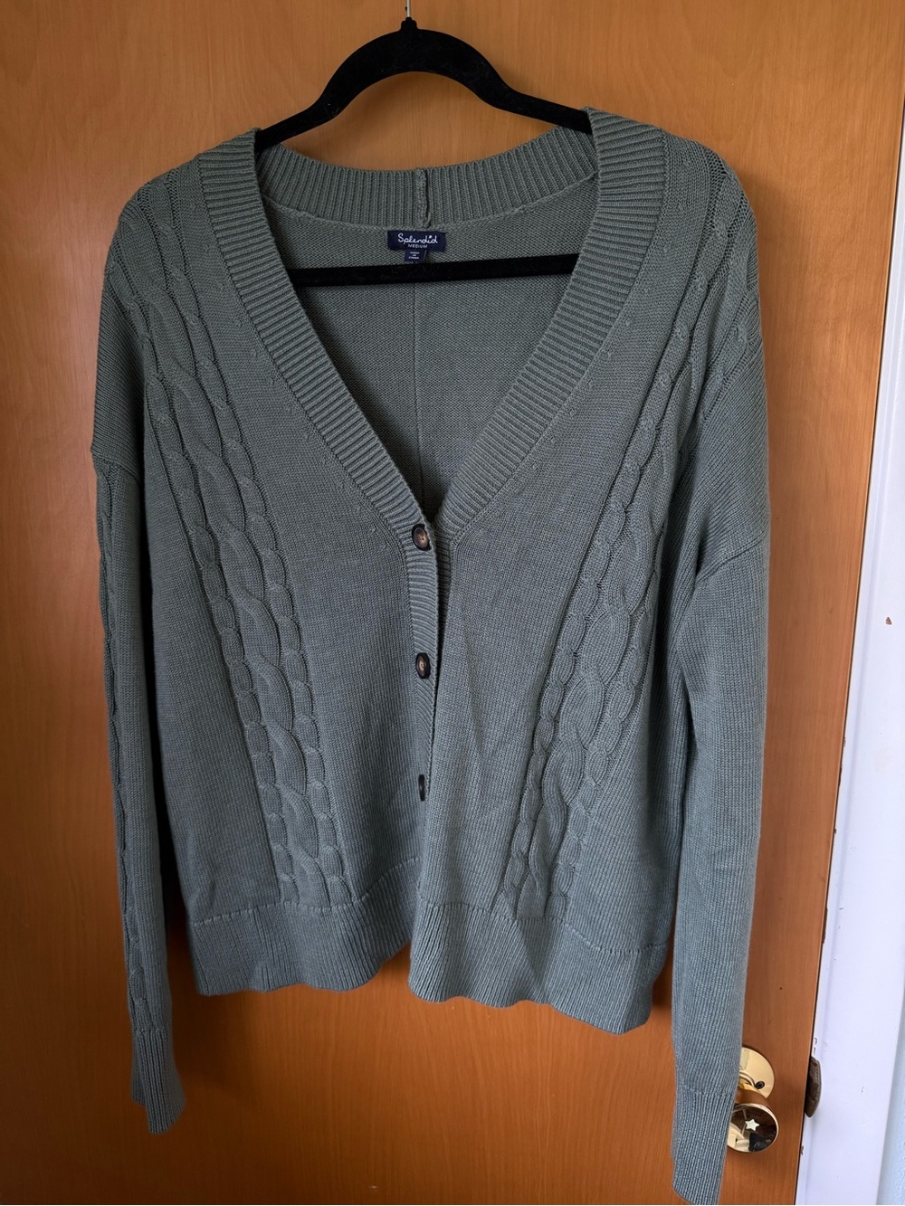 Splendid Nordstrom Olive Green Knit V-Neck Cardigan -